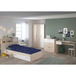 Kinder Parisot Kinderzimmerkombination Charly 90x200 | Kinderbett, Rückwand, Nachttisch, Kleiderschrank, Kommode, Schreibtisch