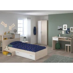 Kinder Parisot Kinderzimmerkombination Charly 90x200 | Kinderbett, Rückenteil, Nachttisch, Kleiderschrank, Schreibtisch