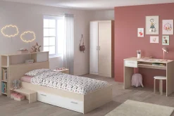 Kinder Parisot Kinderzimmerkombination Charly 90x200 | Kinderbett, Rückenteil, Nachttisch, Kleiderschrank, Schreibtisch