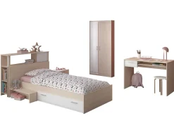 Kinder Parisot Kinderzimmerkombination Charly 90x200 | Kinderbett, Rückenteil, Nachttisch, Kleiderschrank, Schreibtisch