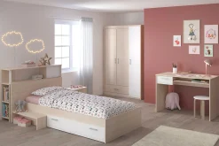 Kinder Parisot Kinderzimmerkombination Charly 90x200 | Kinderbett, Rückenteil, Nachttisch, Kleiderschrank, Schreibtisch
