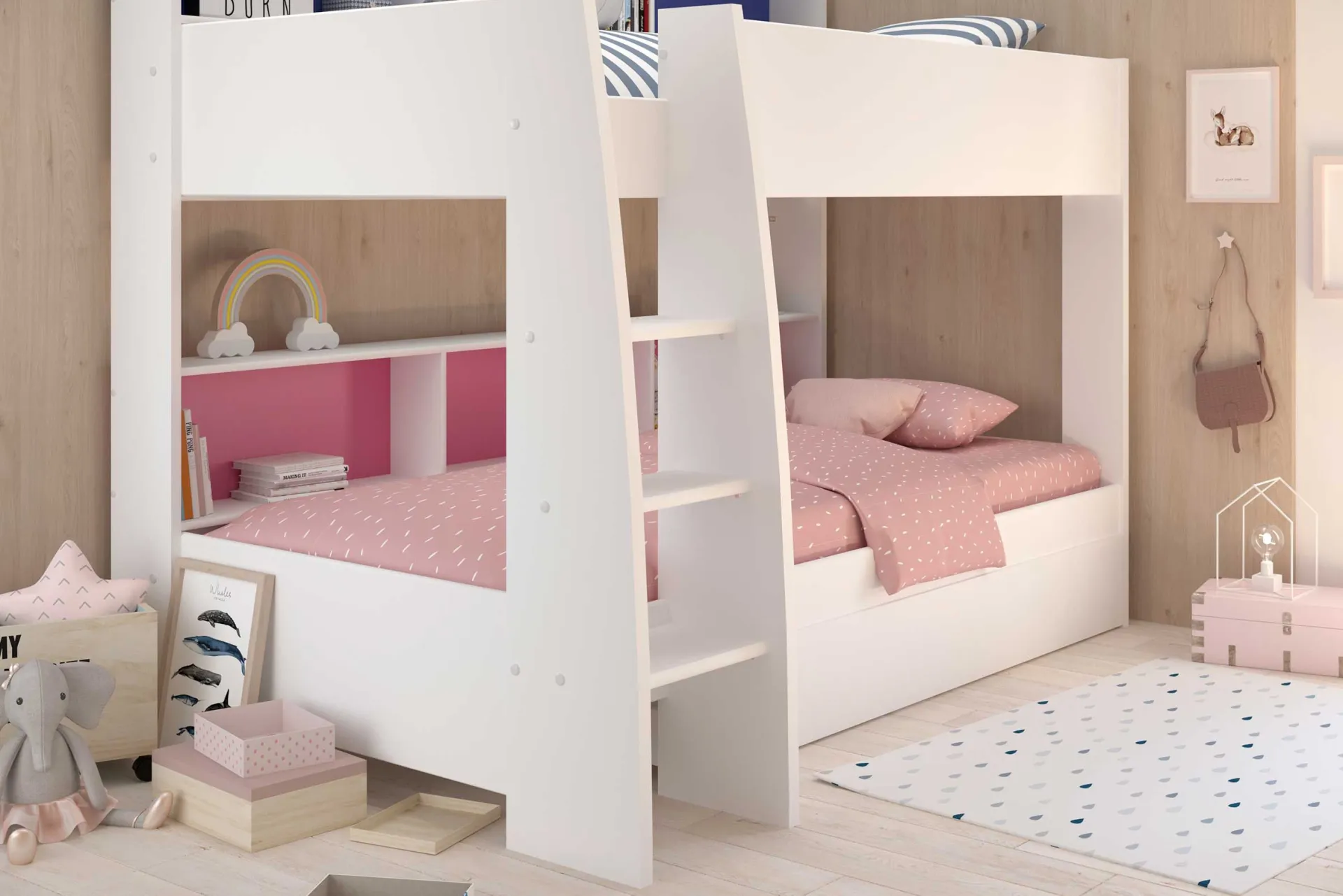 Kinder Parisot Kinderzimmerkombination Leo/Galaxy | Etagenbett, Bett-Schubladen-Set, Kleiderschrank