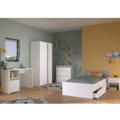 Kinder Parisot Kinderzimmer Rue | Einzelbett, Bettkasten, Nachttisch, Kleiderschrank, Kommode, Schreibtisch