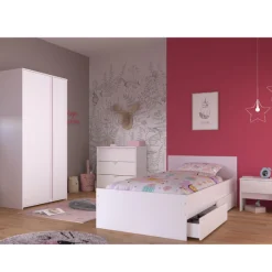 Kinder Parisot Kinderzimmer Rue | Einzelbett, Nachttisch-Set, Nachttisch, Kleiderschrank, Kommode