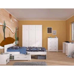 Kinder Parisot Kinderzimmer-Set Galaxy | Einzelbett, Kommode, Schreibtisch, Kleiderschrank, Nachttisch |