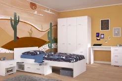 Kinder Parisot Kinderzimmer-Set Galaxy | Einzelbett, Schreibtisch, Kleiderschrank, Nachttisch |