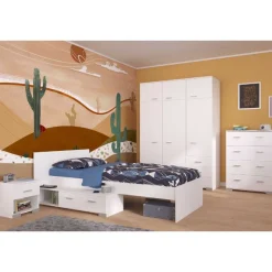 Kinder Parisot Kinderzimmer-Set Galaxy | Einzelbett, Kommode, Kleiderschrank, Nachttisch |