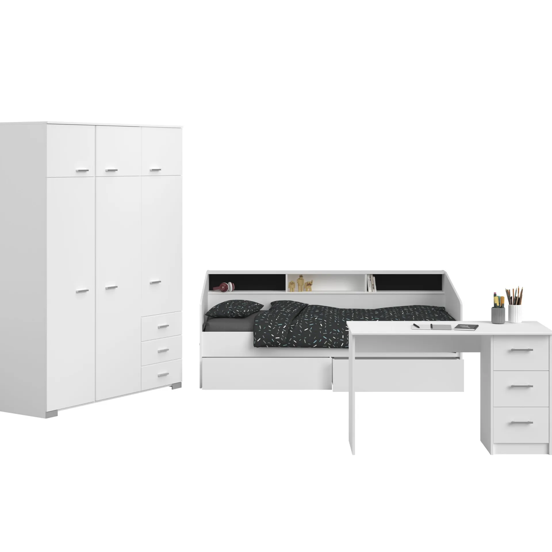Kinder Parisot Kinderzimmer-Set Galaxy | Einzelbett, Schreibtisch, Kleiderschrank |