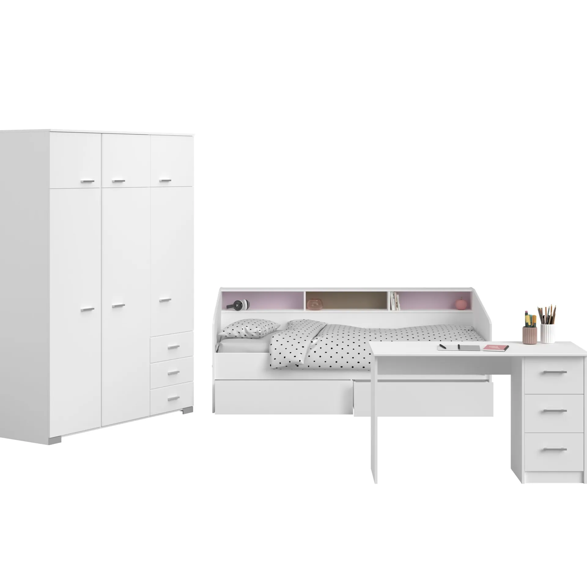 Kinder Parisot Kinderzimmer-Set Galaxy | Einzelbett, Schreibtisch, Kleiderschrank |