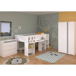 Kinder Parisot Kinderzimmer-Set Rue | Halbhochbett, Kleiderschrank, Kommode