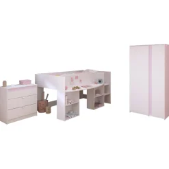 Kinder Parisot Kinderzimmer-Set Rue | Halbhochbett, Kleiderschrank, Kommode