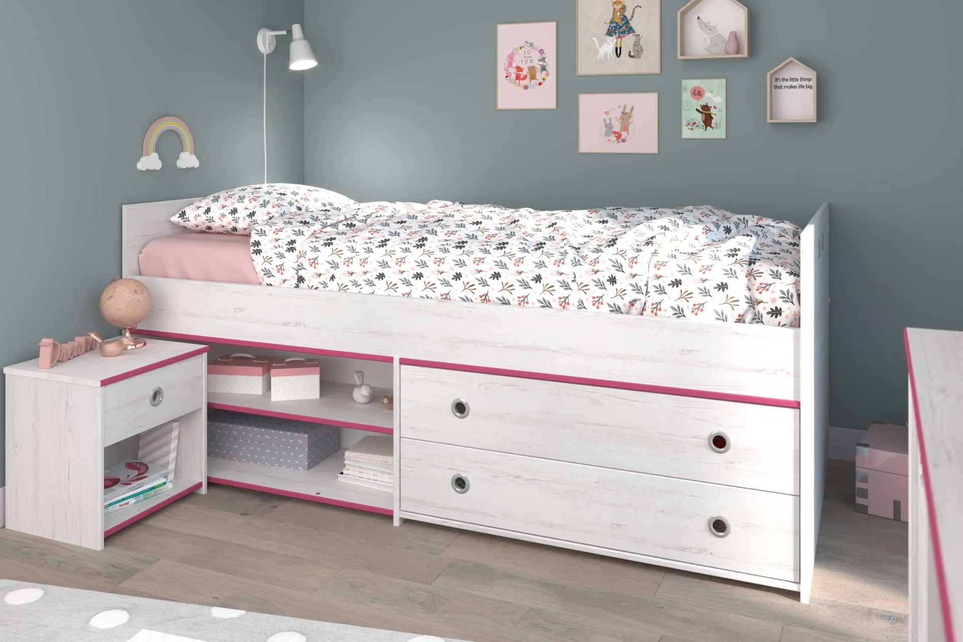 Kinder Parisot Kinderzimmer-Set Smoozy | Kabinenbett und Nachttisch |