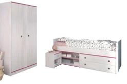 Kinderzimmer-Set Smoozy | Kinderbett, Kleiderschrank und Nachttisch | Weiß