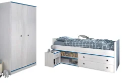 Kinderzimmer-Set Smoozy | Kinderbett, Kleiderschrank und Nachttisch | Weiß