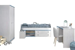 Kinder Parisot Kinderzimmer-Set Smoozy | Kinderbett, Schreibtisch, Nachttisch, Kleiderschrank |