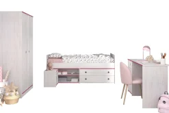 Kinder Parisot Kinderzimmer-Set Smoozy | Kinderbett, Schreibtisch, Nachttisch, Kleiderschrank |