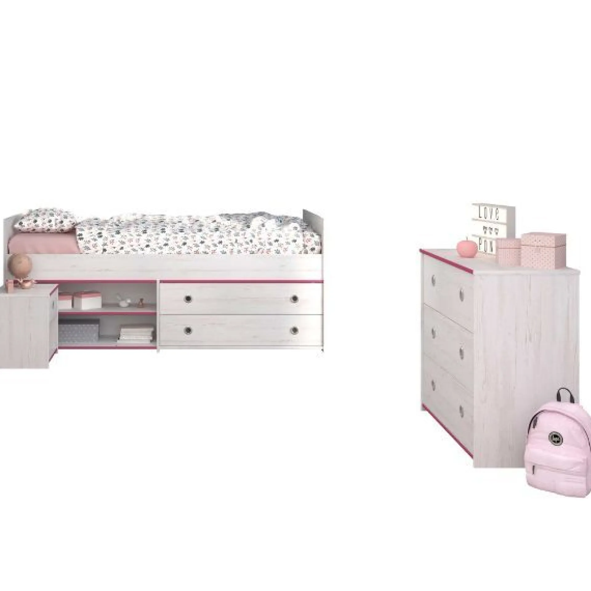 Kinder Parisot Kinderzimmer-Set Smoozy | Kinderbett, Kommode und Nachttisch |