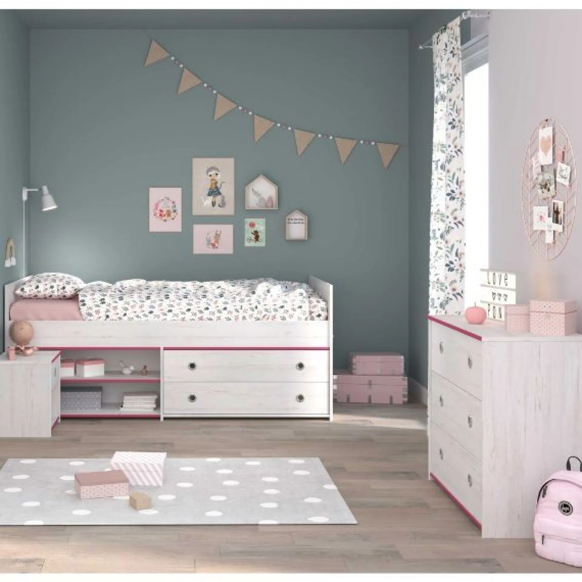 Kinder Parisot Kinderzimmer-Set Smoozy | Kinderbett, Kommode und Nachttisch |