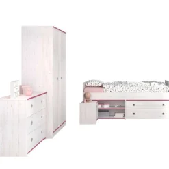Kinder Parisot Kinderzimmer-Set Smoozy | Kinderbett, Kleiderschrank, Kommode und Nachttisch |