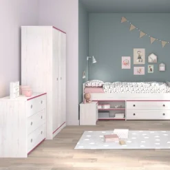 Kinder Parisot Kinderzimmer-Set Smoozy | Kinderbett, Kleiderschrank, Kommode und Nachttisch |