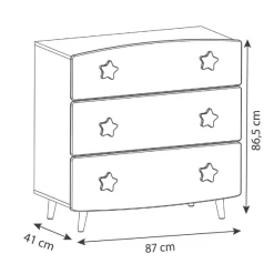 Kinder CBA Kinderzimmer Stellar: Bett 90x200cm, Nachttisch, Kommode, Kleiderschrank