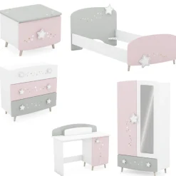 Kinder CBA Kinderzimmer Stellar: Bett 90x190cm, Nachttisch, Kommode, Kleiderschrank, Schreibtisch