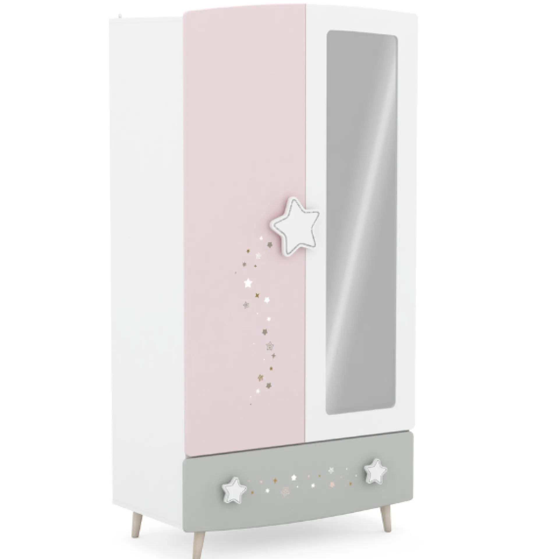 Kinder CBA Kinderzimmer Stellar: Bett 90x190cm, Nachttisch, Kommode, Kleiderschrank