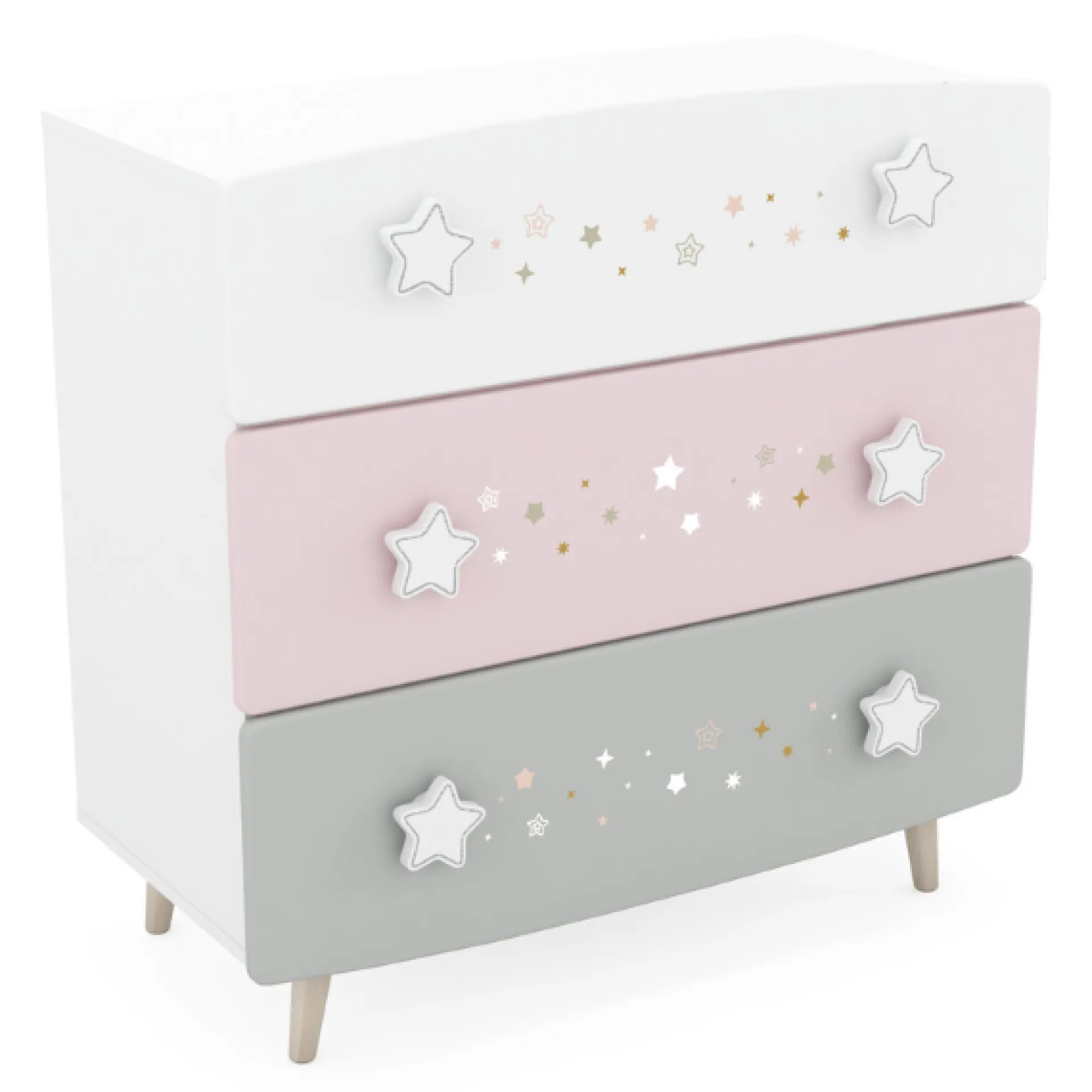 Kinder CBA Kinderzimmer Stellar: Bett 90x190cm, Nachttisch, Kommode, Kleiderschrank