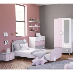 Kinder CBA Kinderzimmer Stellar: Bett 90x190cm, Nachttisch, Kommode, Kleiderschrank