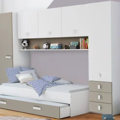Kinderzimmer Tidelle - Bett 90x200cm mit Bettkasten und Brückenkommode - weiß/beige
