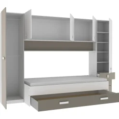 Kinderzimmer Tidelle - Bett 90x200cm mit Bettkasten und Brückenkommode - weiß/beige