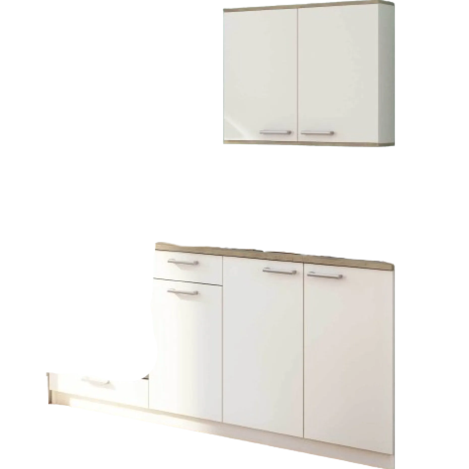Kitchenette Chef - Oberschrank, Unterschränke für Backofen, Spüle und Kochfeld - Weiß/MDF