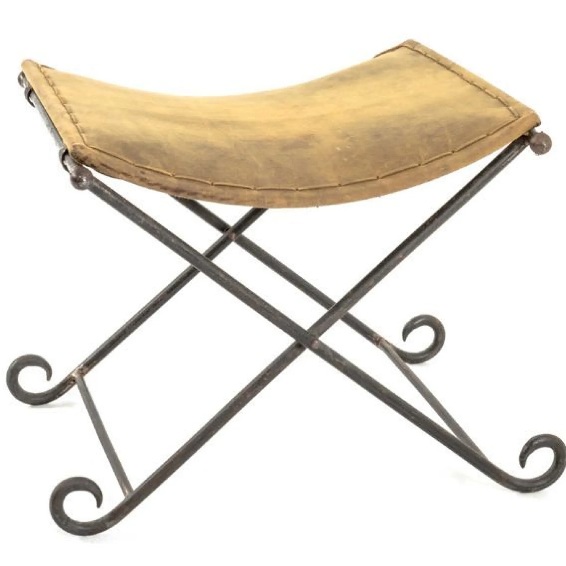 Haku Klappbarer Hocker | 58 x 50 x 49 cm | Echtes Leder