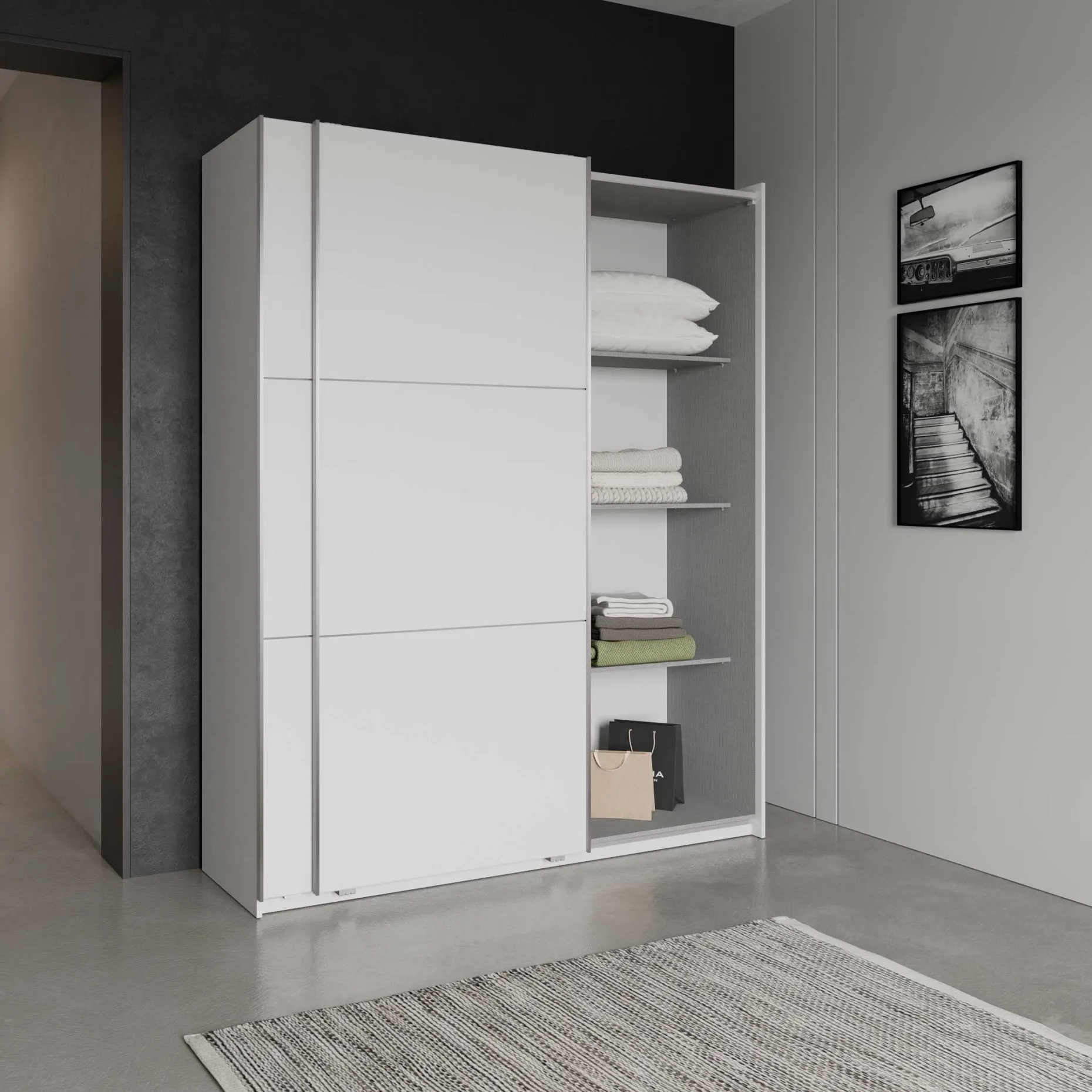 Kleiderschrank Alhambra - 178x60x224cm - weiß
