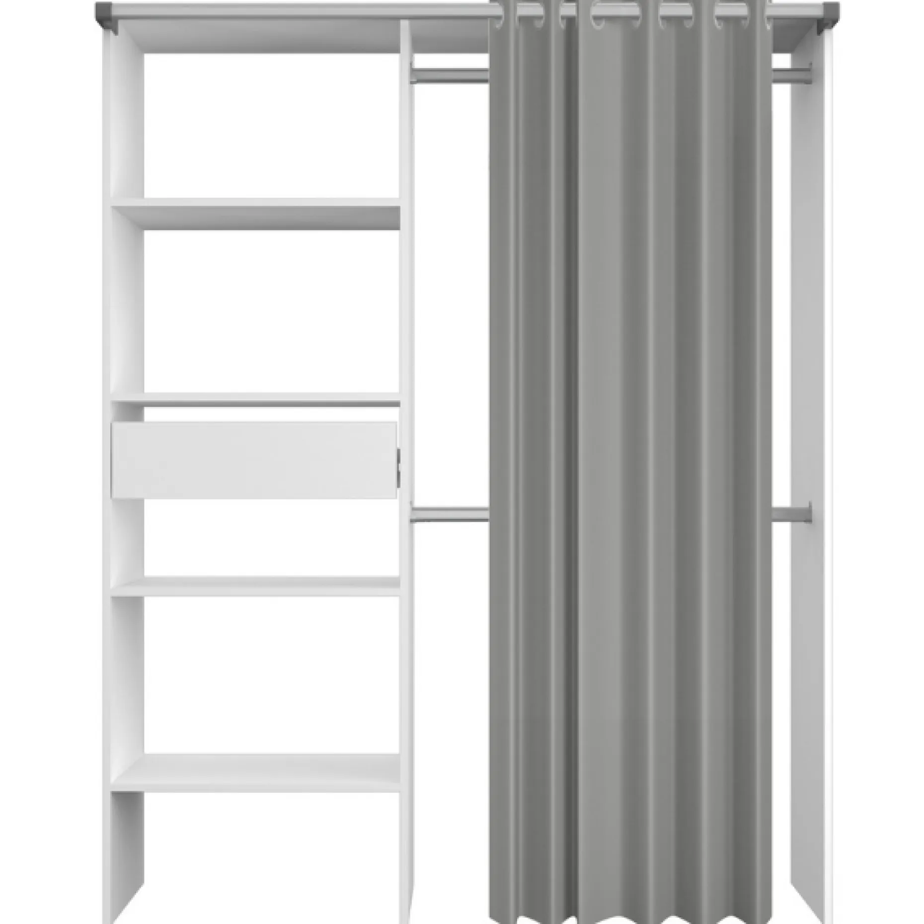 Kleiderschrank Barit 143cm - weiß/grau