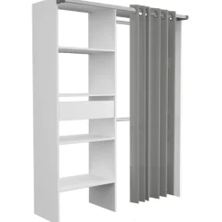 Kleiderschrank Barit 143cm - weiß/grau