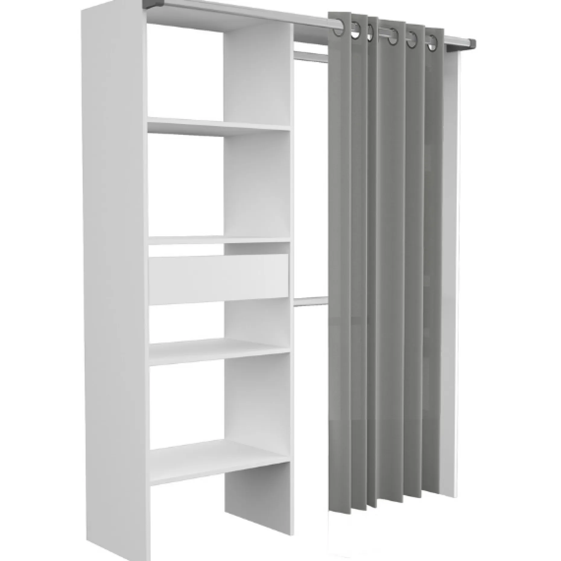 Kleiderschrank Barit 143cm - weiß/grau