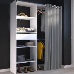 Kleiderschrank Barit 143cm - weiß/grau