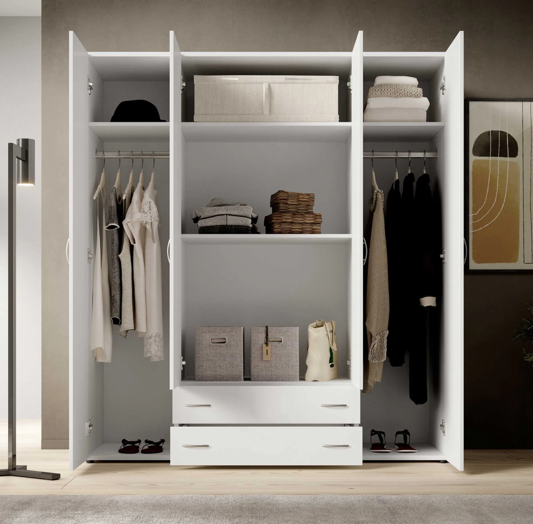 Kleiderschrank Base | 160 x 52 x 177 cm | Weiß