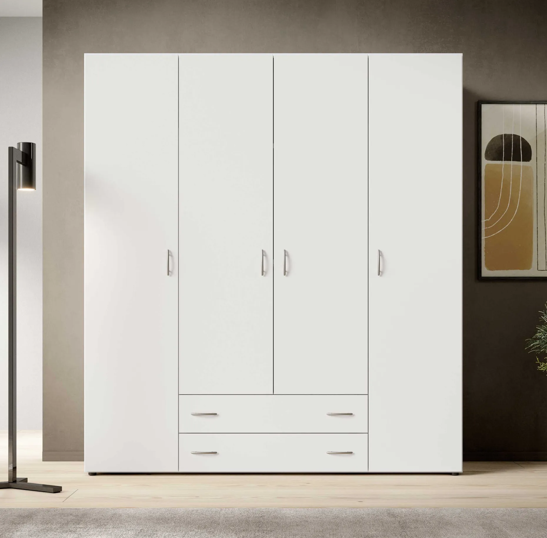 Kleiderschrank Base | 160 x 52 x 177 cm | Weiß