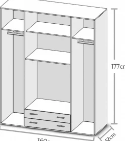 Kleiderschrank Base | 160 x 52 x 177 cm | Wotan Oak Design