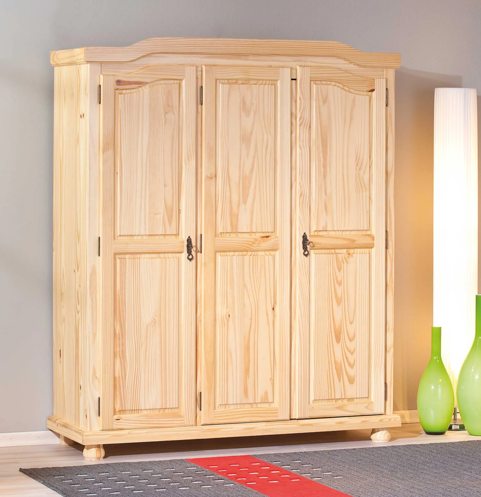 Kleiderschrank Bastian mit 3 Türen - Kieferholz