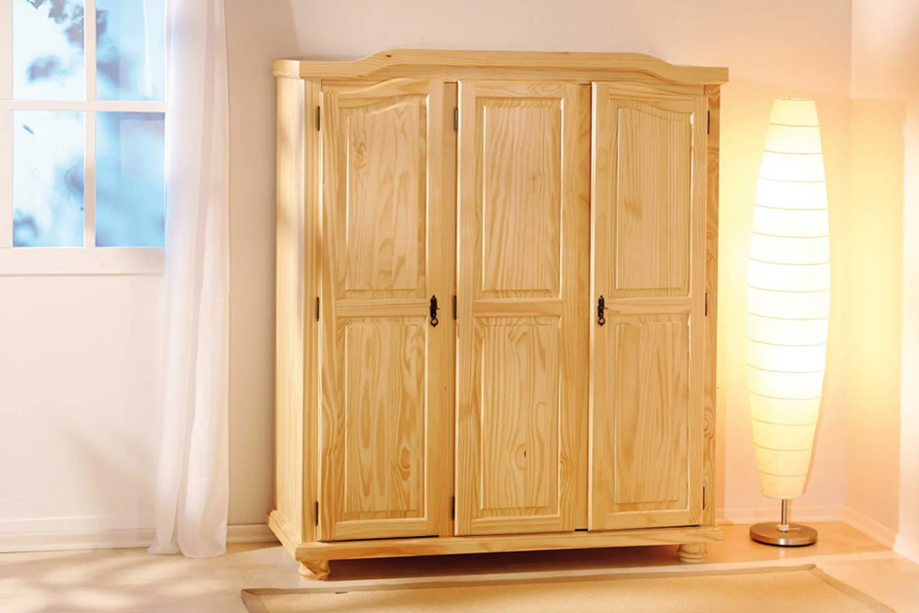 Kleiderschrank Bastian mit 3 Türen - Kieferholz