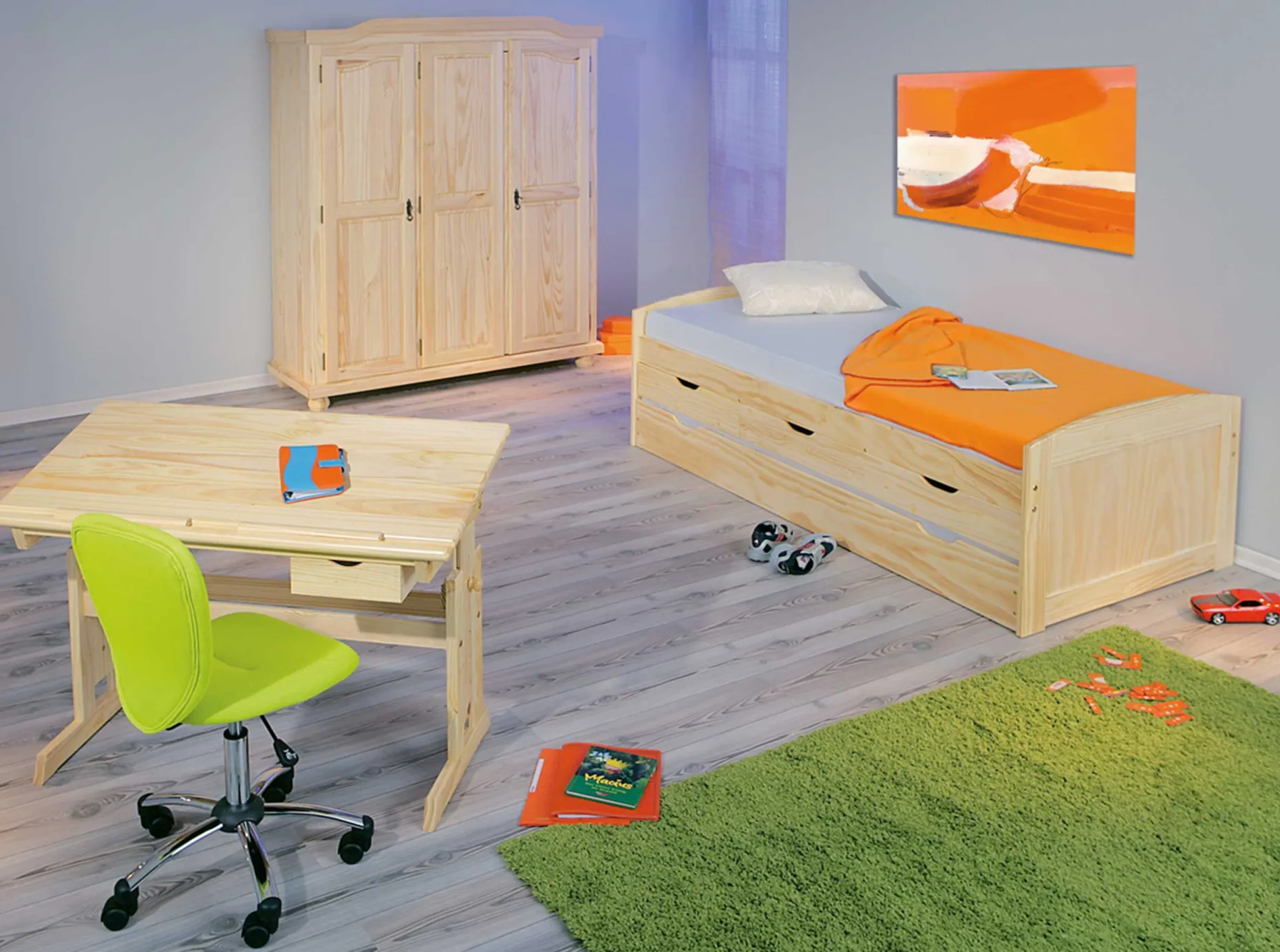 Kleiderschrank Bastian mit 3 Türen - Kieferholz