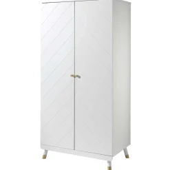 Kleiderschrank Billy 2 Türen MDF - weiß/gold