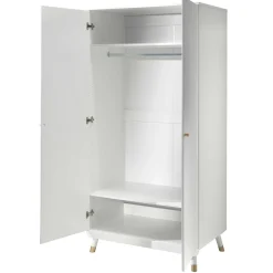Kleiderschrank Billy 2 Türen MDF - weiß/gold