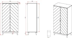 Kleiderschrank Billy 2 Türen MDF - weiß/gold