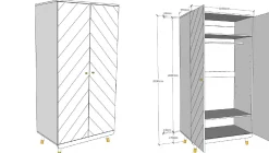 Kleiderschrank Billy 2 Türen MDF - weiß/gold