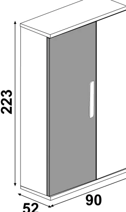 Kleiderschrank Bo0 mit Kleiderstange, länglichem Griff und 2 Einlegeböden - Kiefer/blau