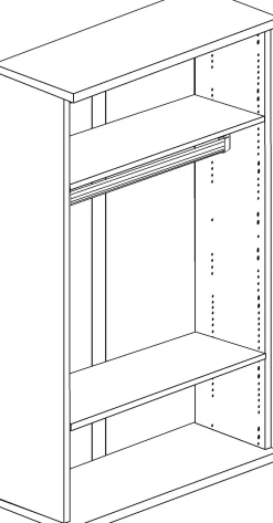 Kleiderschrank Bo0 mit Kleiderstange, länglichem Griff und 2 Einlegeböden - Kiefer/altrosa